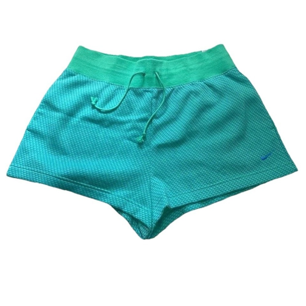 NEW Nike Sweat Shorts Womens Large Green Blue‎ Fleece High Rise Loose Fit AOP XL